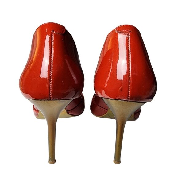 Aldo Sexy Y2K Red Patent Leather Stiletto Pointed Toe Cutout Pumps Size 9 - Picture 6 of 13